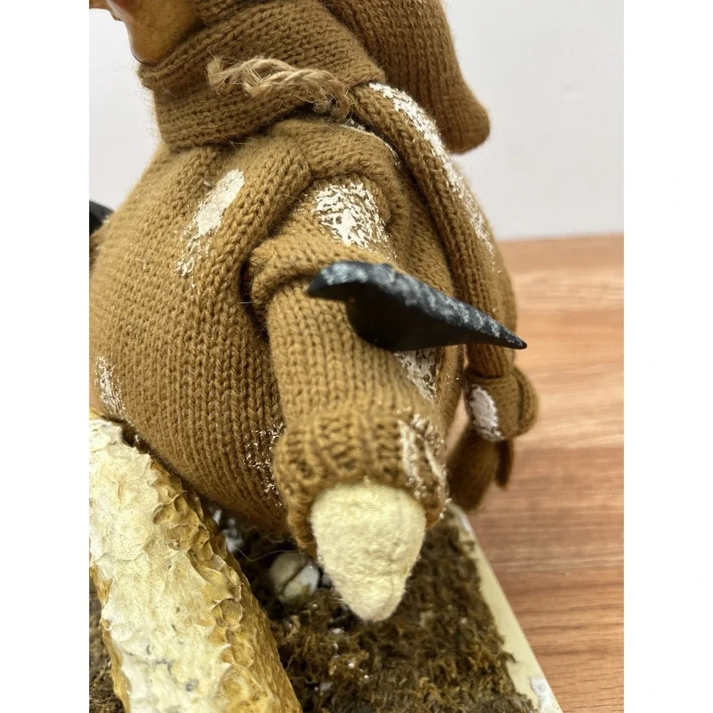 Folk Art Mixed Media Snowman with Farm Animal Friends Sheep Chickens Birds